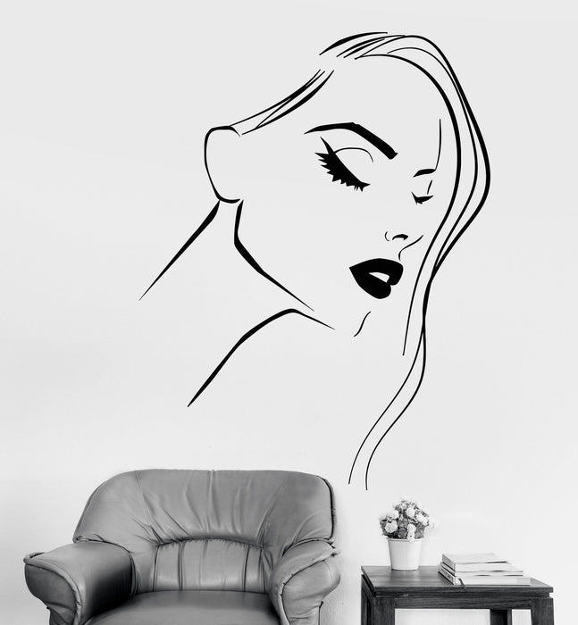 Vinyl Wall Decal Beautiful Girl Lips Beauty Hair Salon Barbershop Stickers Unique Gift (1263ig)