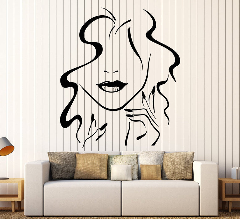 Vinyl Wall Decal Beauty Hair Salon Girl Lips Nails Makeup Stickers Unique Gift (1121ig)