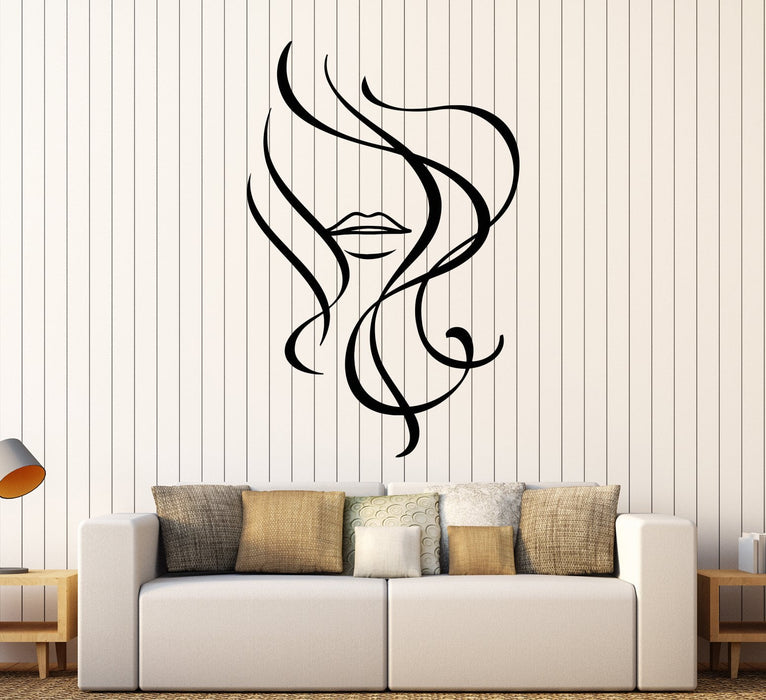 Vinyl Wall Decal Girl Beauty Hair Salon Hairstyle Lips Stickers Unique Gift (1603ig)