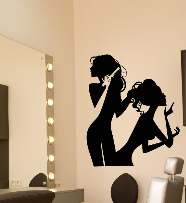Autocollant mural en vinyle pour salon de beauté et de coiffure, maquillage pour filles (2484ig)