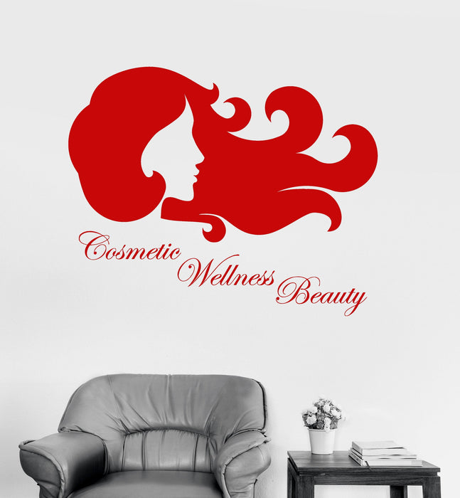 Vinyl Wall Decal Beauty Salon Wellness Cosmetic Woman Hair Stickers Unique Gift (ig3303)