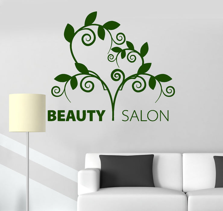 Vinyl Wall Decal Beauty Salon Nature Spa Hair Stylist Stickers Unique Gift (ig3426)
