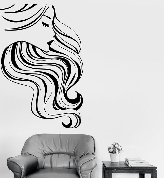 Wall Stickers Vinyl Decal Hot Sexy Pretty Woman Girl Beauty Hair Salon Unique Gift (ig1706)