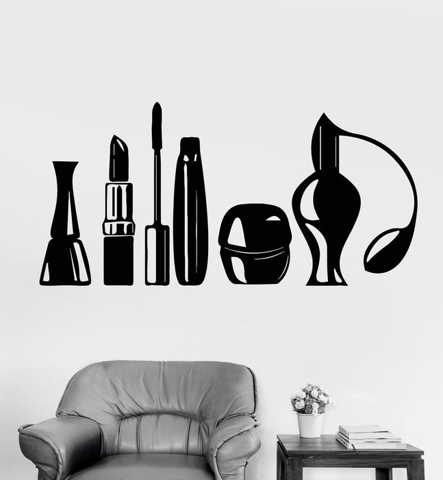 Vinyl Wall Decal Cosmetics Beauty Salon Makeup Artist Fashion Girl Stickers Unique Gift (1081ig)