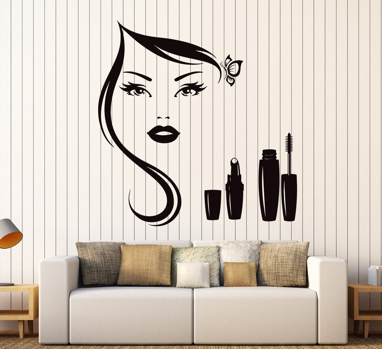 Виниловые наклейки на стену салон красоты косметика макияж женские наклейки фреска уникальный подарок (ig3756)