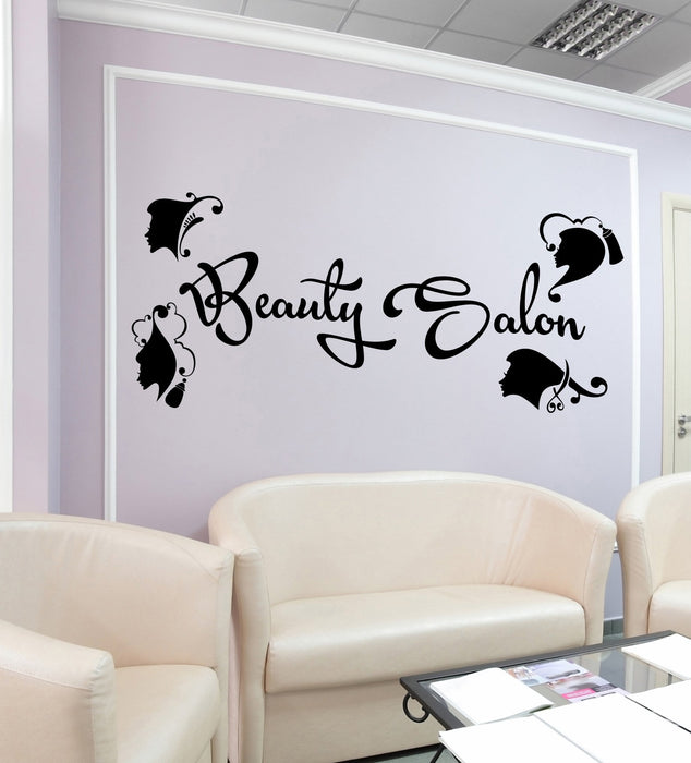 Vinyl Wall Decal Hairdressing Beauty Salon Logo Signboard Barbershop Stickers (2587ig)