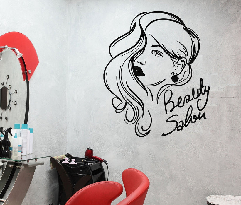 Vinyl Wall Decal Beauty Salon Hair Woman Girl Stickers Mural Unique Gift (628ig)