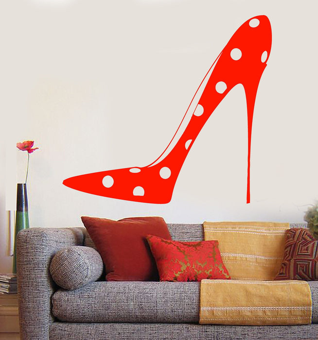 Vinyl Wall Decal Women's Dotted Shoe Fashion Store Stickers Unique Gift (1234ig)