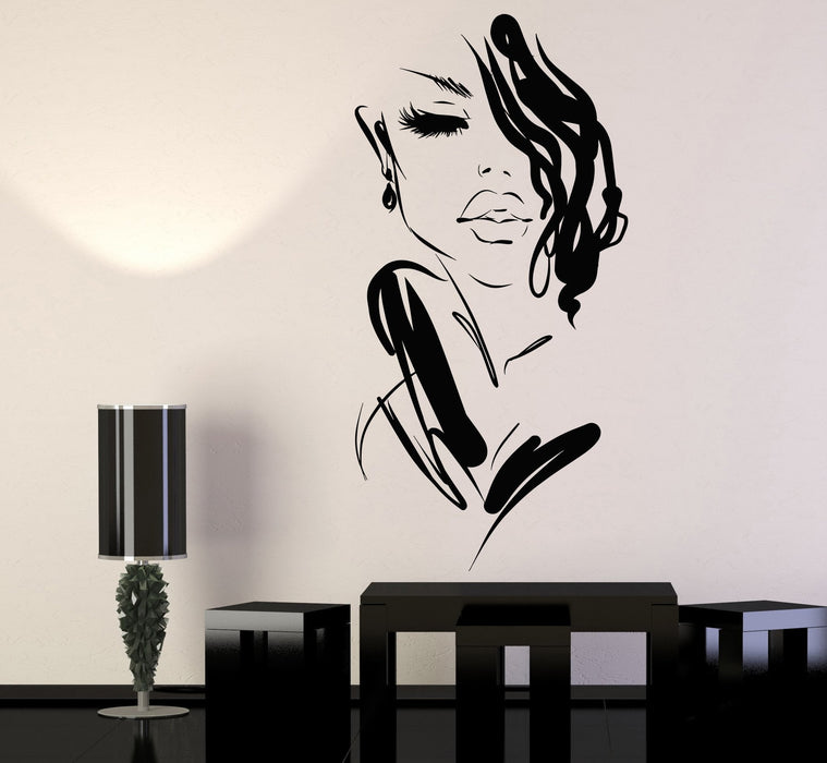 Vinyl Wall Decal Art Beautiful Woman Fashion Girl Face Model Stickers Unique Gift (1145ig)