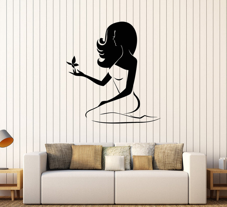 Vinyl Wall Decal Beauty Woman Spa Salon Butterfly Stickers Mural Unique Gift (526ig)
