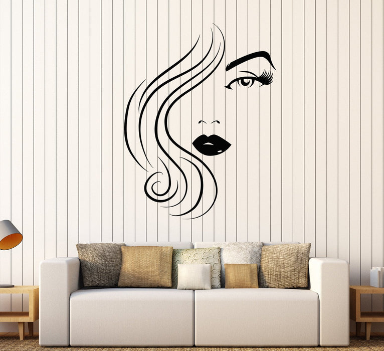 Vinyl Wall Decal Beauty Hair Salon Woman Model Sexy Girl Eye Lips Stickers Unique Gift (1486ig)