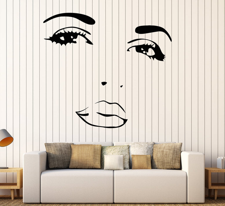 Vinyl Wall Decal Beautiful Face Girl Makeup Sexy Lips Eyes Beauty Salon Stickers Unique Gift (1815ig)