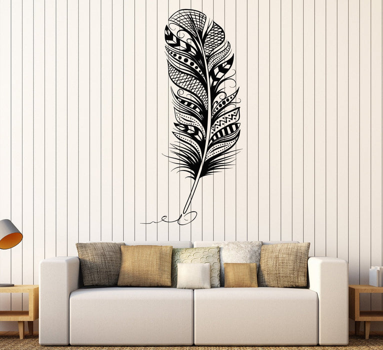 Vinyl Wall Decal Feather Pen Writer Cabinet Design Stickers Unique Gift (815ig)