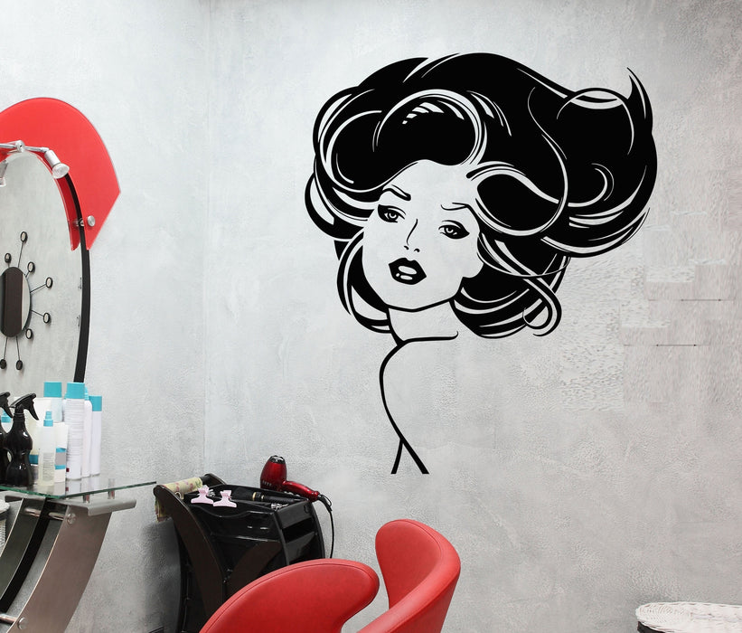 Vinyl Wall Decal Beauty Hair Salon Girl Woman Model Stickers Unique Gift (1482ig)