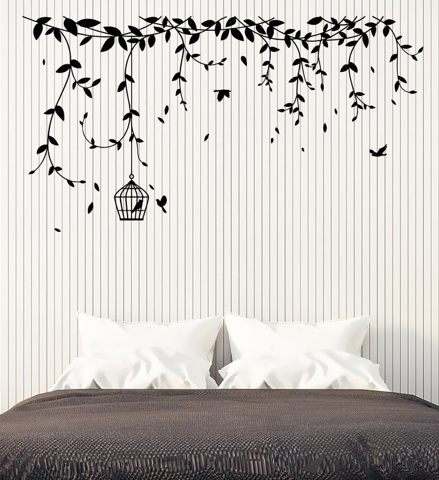 Vinyl Wall Decal Bird's Cage Branches Room Decor Nature Style Stickers (3852ig)