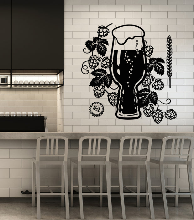 Vinyl Wall Decal Pub Beer House Logo Glass Bar Alcohol Humulus Stickers (4196ig)