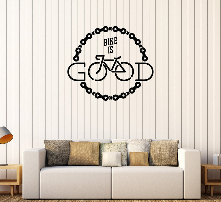 Vinyl Wall Stickers Bike Boy Room Bicycle Chain Quote Mural Decal Unique Gift (223ig)