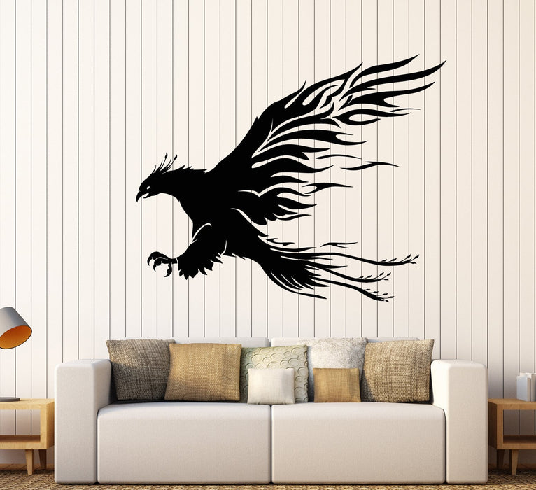 Vinyl Wall Decal Phoenix Mythology Fairy Bird Forks Of Flame Stickers (2114ig)