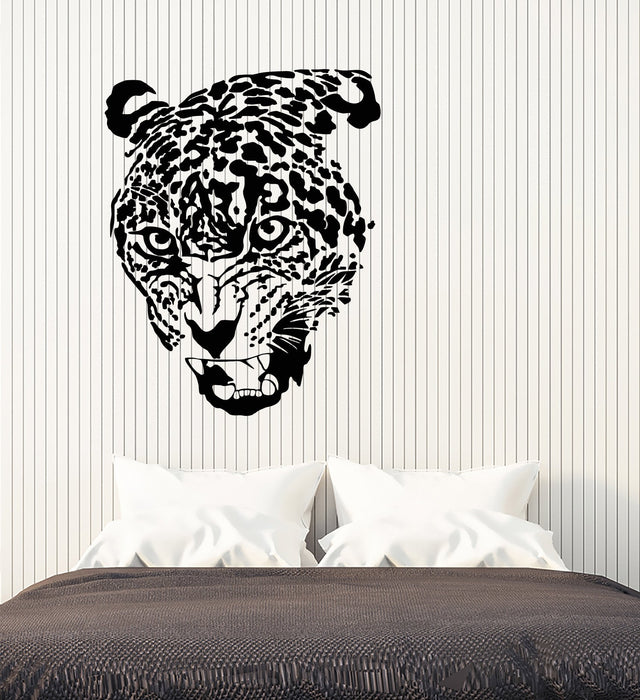 Vinyl Wall Decal Leopard Head Big Wild Cat Predator Fangs Stickers (2866ig)