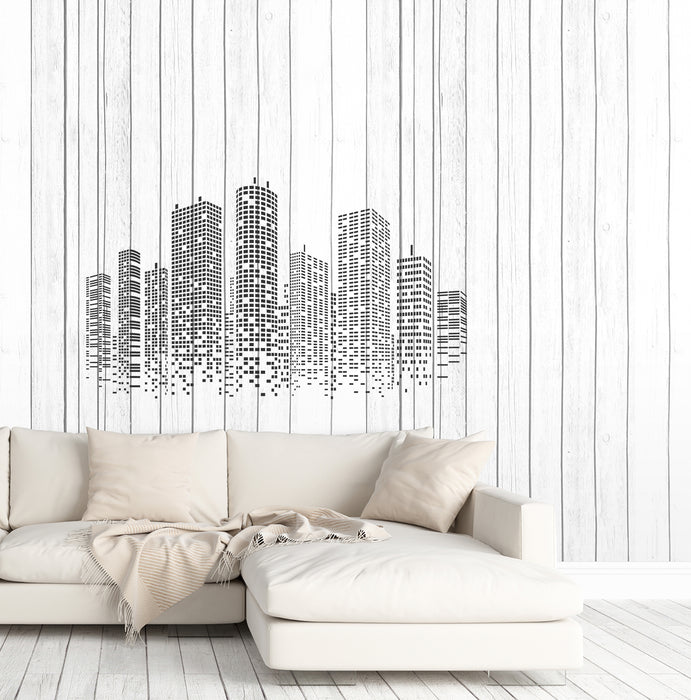 Vinyl Wall Decal Big City New York Skyscrapers Cubes Stickers (4028ig)