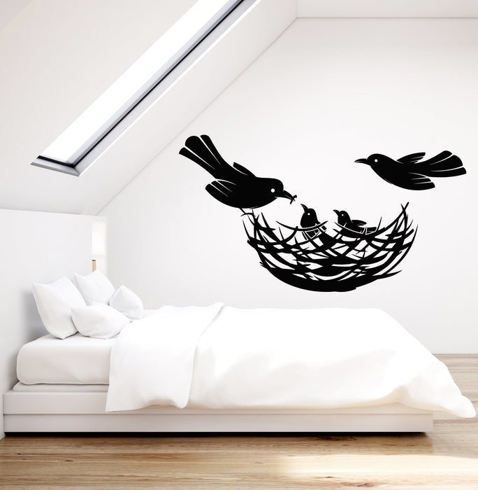 Vinyl Wall Decal Birds Nest Family Home Decor Chicks Stickers Unique Gift (2110ig)