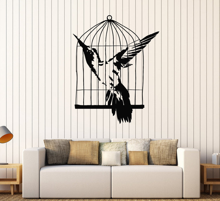 Vinyl Wall Decal Bird Art Cage Room Decoration Stickers Mural Unique Gift (598ig)