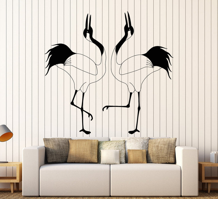 Vinyl Wall Decal Japanese Grus Two Birds Animals Zoo Stickers Unique Gift (837ig)