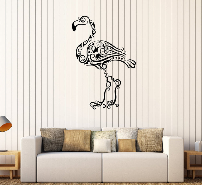 Autocollant mural en vinyle magnifique flamant rose oiseau animal tribal décor autocollants cadeau unique (132ig)