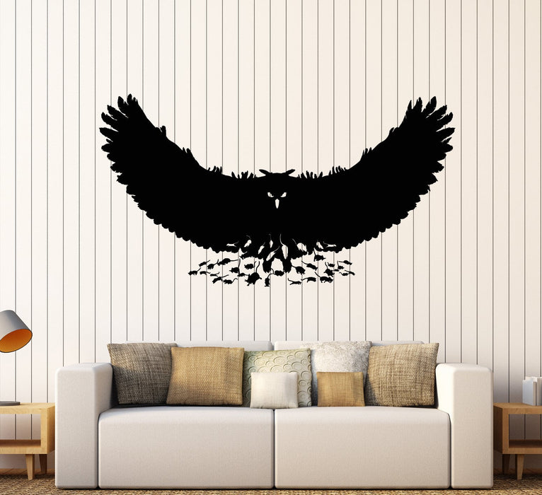 Vinyl Wall Decal Mouse Owl Predator Bird Feathers Wings Stickers Unique Gift (1766ig)