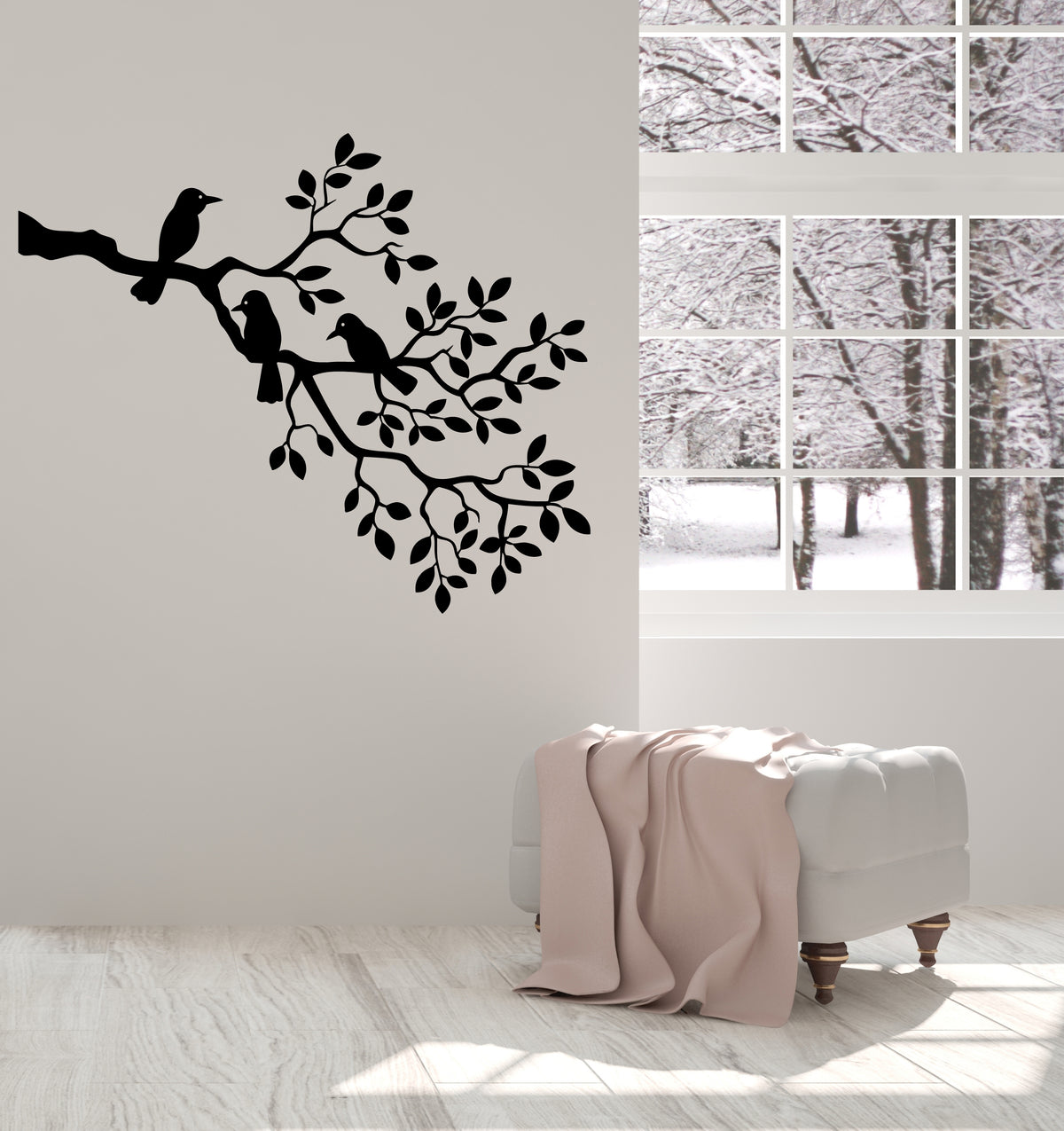 Vinyl Wall Decal Birds On Tree Branch Children's Room Nature Stickers ...