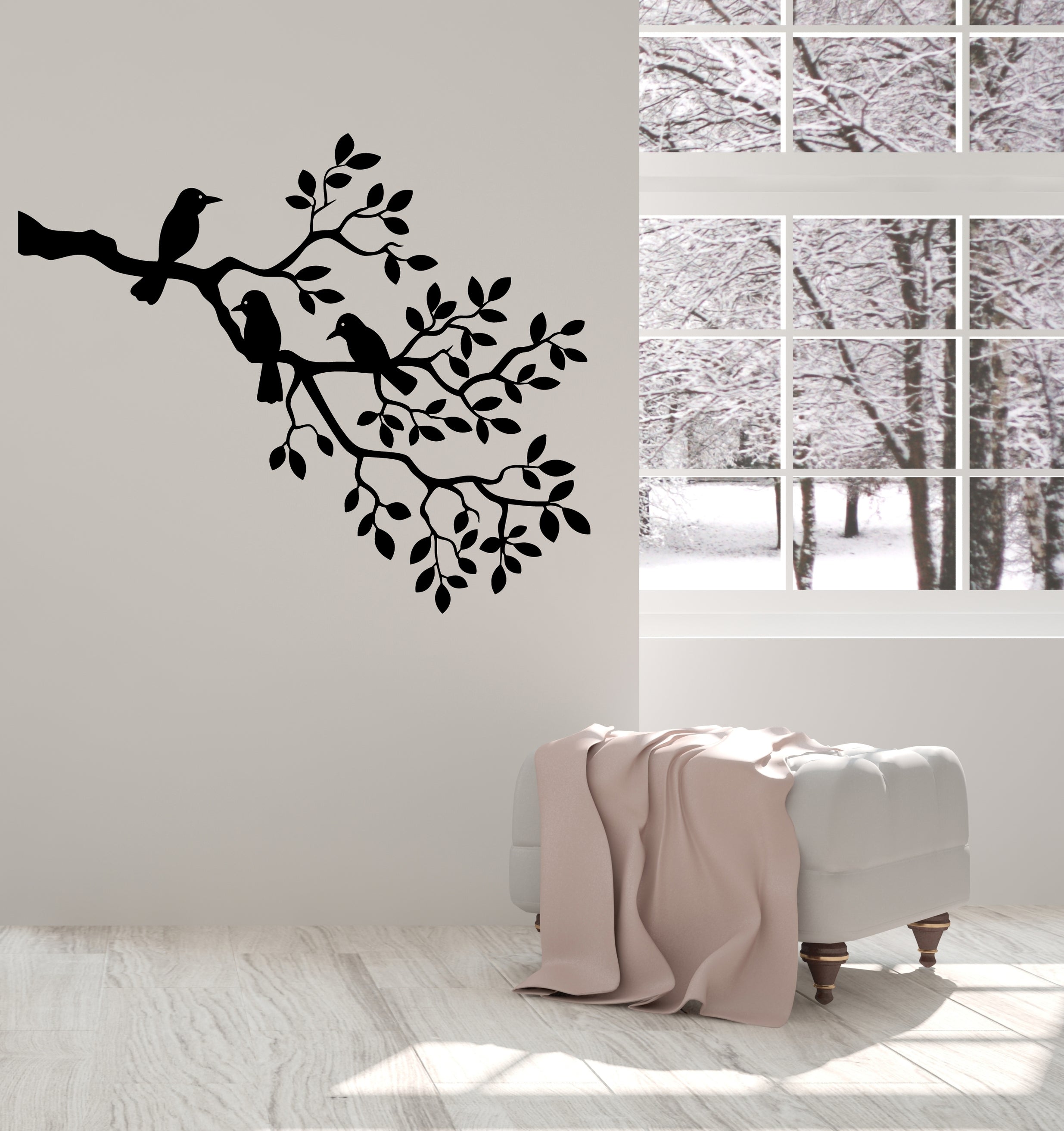 Vinyl Wall Decal Birds On Tree Branch Children's Room Nature Stickers ...
