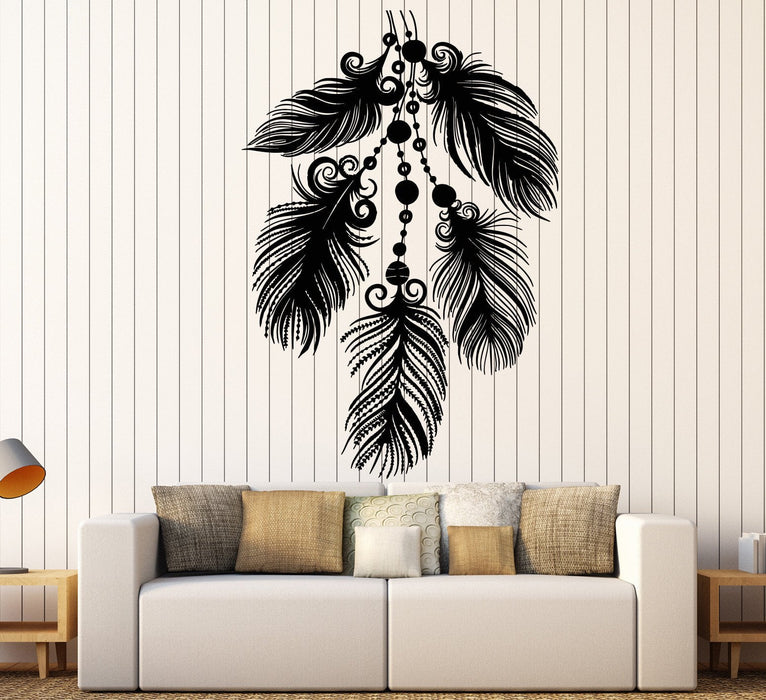 Vinyl Wall Decal Art Beautiful Feathers Ethnic Style Bedroom Decor Stickers Unique Gift (1293ig)