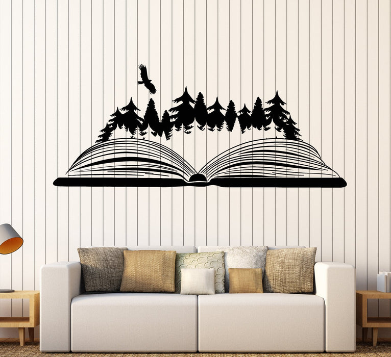 Vinyl Wall Decal Open Book Magic Forest Bird Nature Fairy Tale Stickers Unique Gift (1835ig)