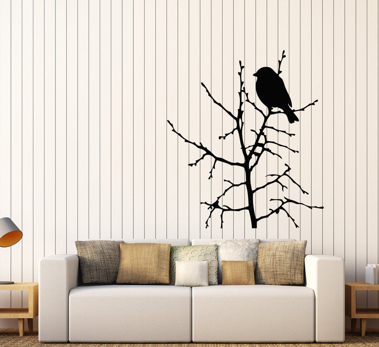 Vinyl Wall Decal Silhouette Birds On Tree Branch Gothick Style Stickers (2350ig)