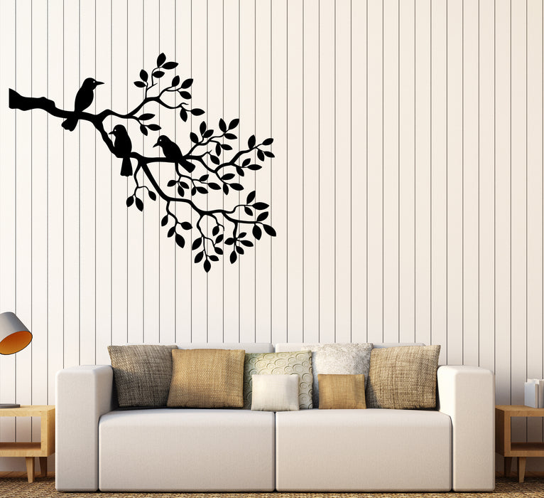 Vinyl Wall Decal Birds On Tree Branch Children's Room Nature Stickers (3453ig)