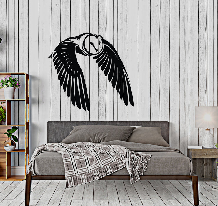 Autocollant mural en vinyle avec ailes d'oiseau volant et plumes de hibou (3454ig)