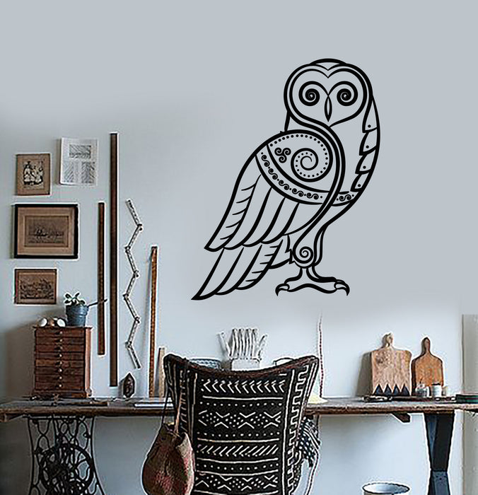 Vinyl Wall Decal Celtic Style Owl Bird Abstract Magic Stickers (3228ig)
