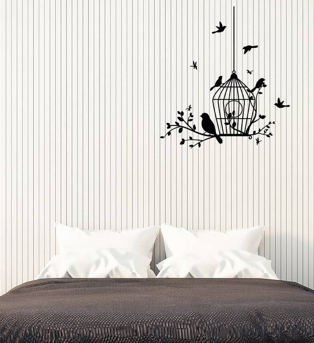 Vinyl Wall Decal Bird's Cage Nature Decor For Nursery Stickers (3734ig)