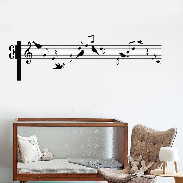 Vinyl Wall Decal Bird Branch Notes Music Lovers Singer Composer Stickers Unique Gift (687ig)