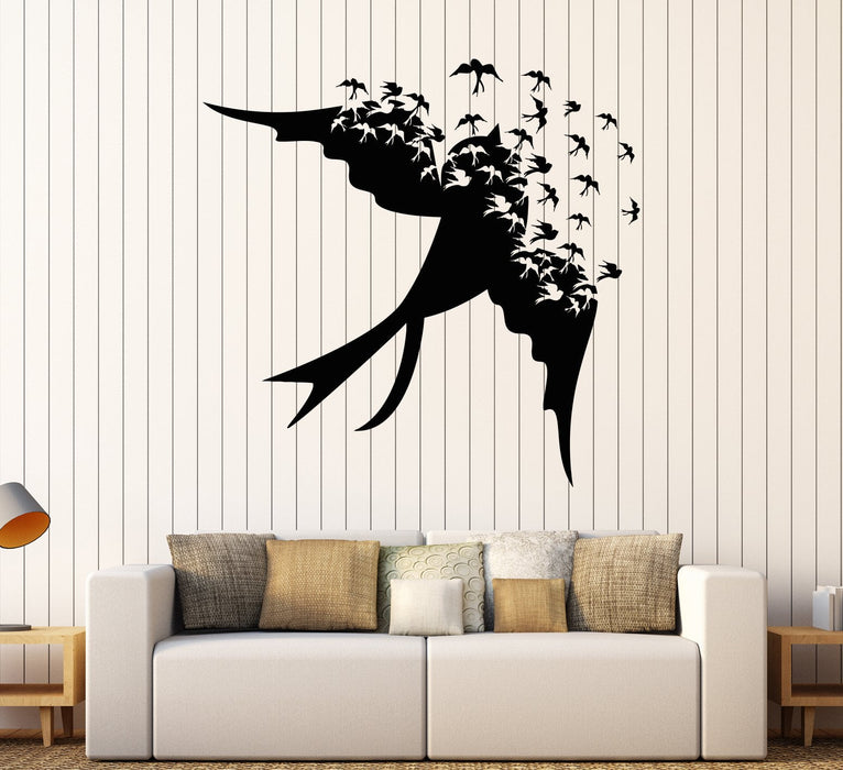 Vinyl Wall Decal Songbird Flock of Birds Swallow Stickers Unique Gift (1631ig)