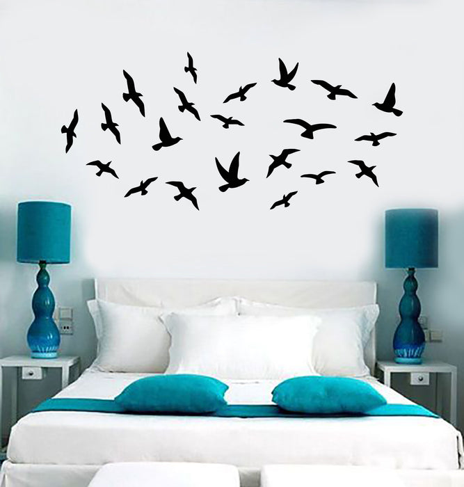 Vinyl Wall Decal Flock of Birds Animals Gothic Style Stickers Unique Gift (1615ig)