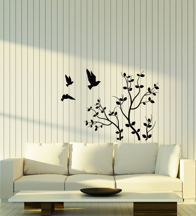 Vinyl Wall Decal Nature Tree Branch Flying Birds Bedroom Decor Stickers (3809ig)