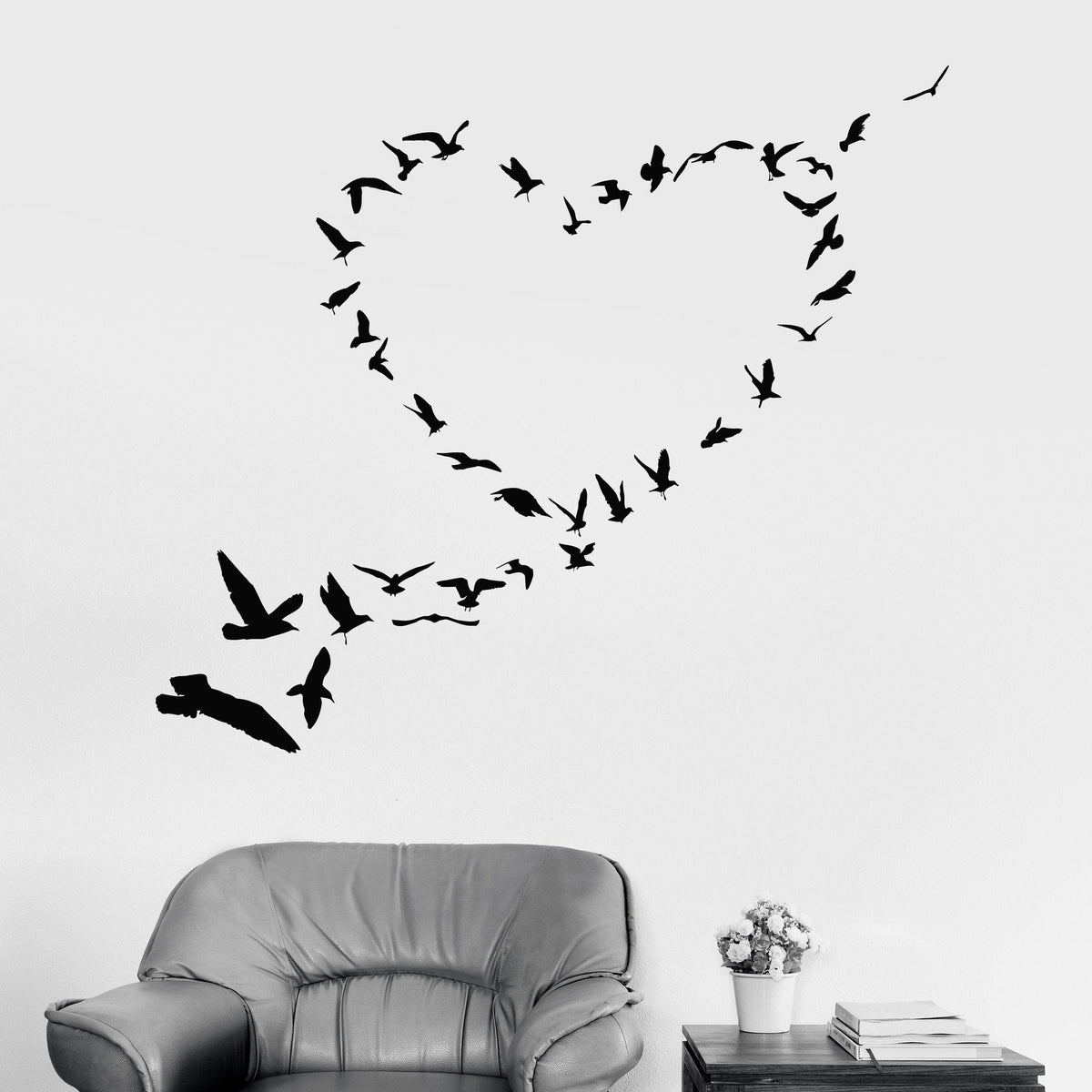 Vinyl Wall Decal Heart Birds Love Romantic Art Decor Stickers Unique G ...