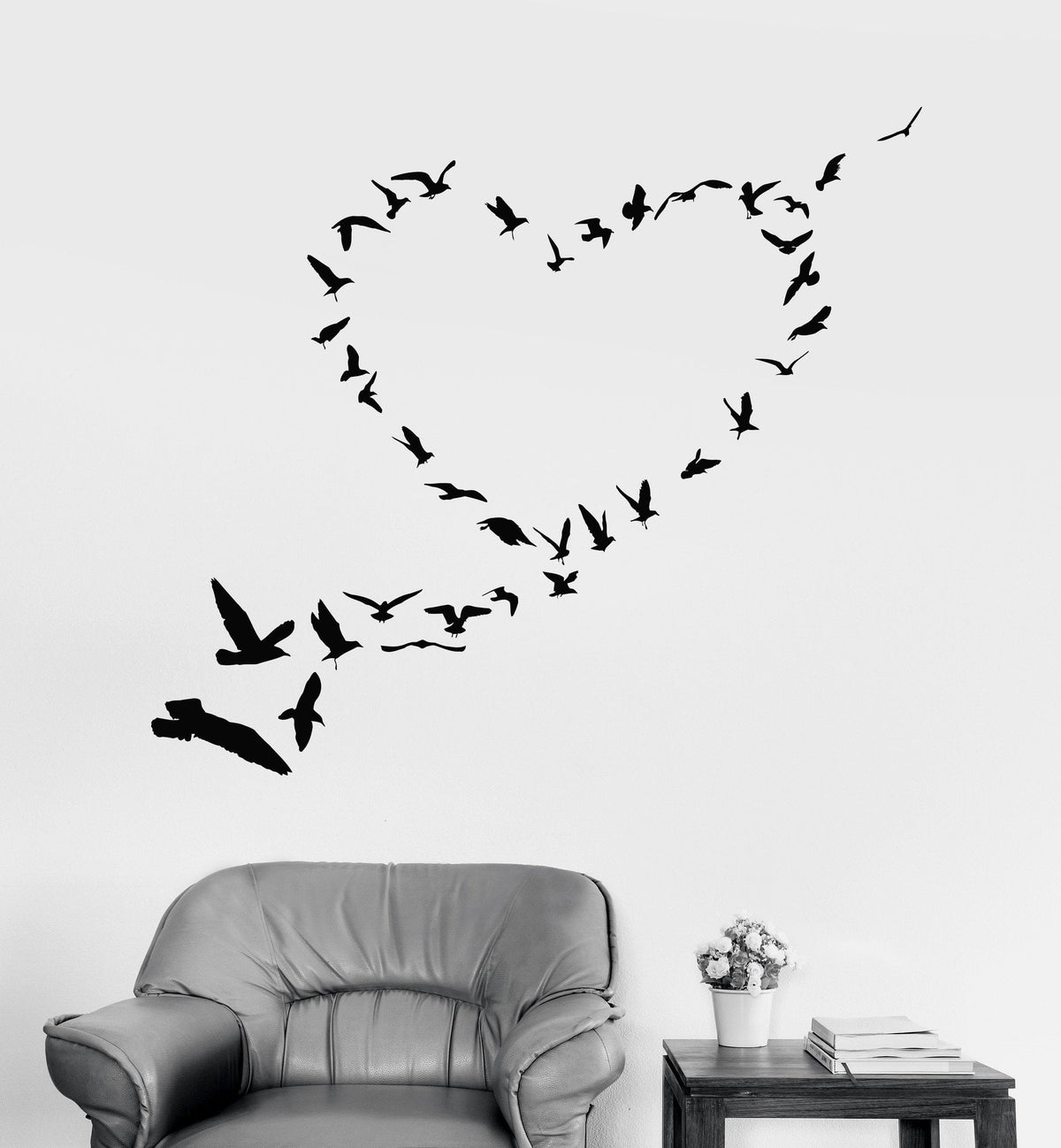 Vinyl Wall Decal Heart Birds Love Romantic Art Decor Stickers Unique G ...