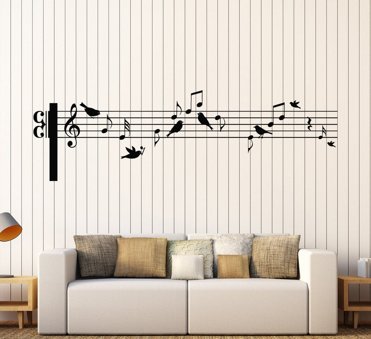 Vinyl Wall Decal Bird Branch Notes Music Lovers Singer Composer Stickers Unique Gift (687ig)