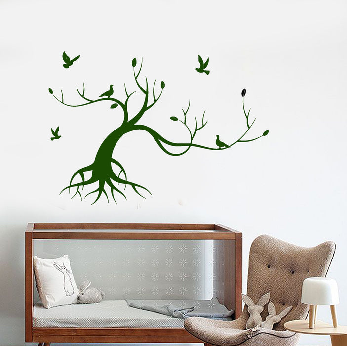 Vinyl Wall Decal Magic Tree Bird Nature Style Children's Room Stickers Unique Gift (1661ig)