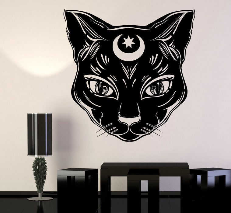 Vinyl Wall Decal Black Cat Moon Witch Magic Witchcraft Stickers Unique Gift (1099ig)