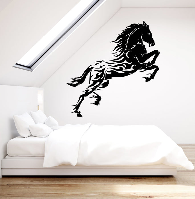 Vinyl Wall Decal Forks Of Flame Fantastic Horse Wild Mustang Horse Stickers (2710ig)
