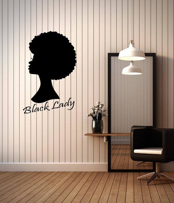 Vinyl Wall Decal Black Lady African Girl Hairstyle Stickers (3658ig)
