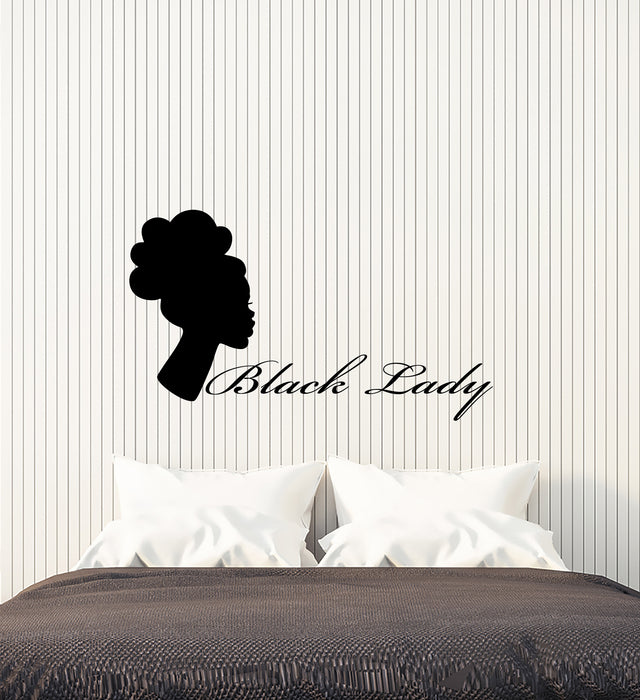 Vinyl Wall Decal African Black Lady Beauty Salon Hairstyle Stickers (3676ig)